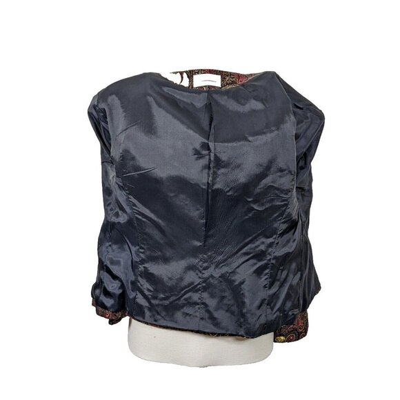 Braemar Petites Vintage Blazer Jacket Womens Medium Shiny Gold Paisley Red Lined - Picture 6 of 7